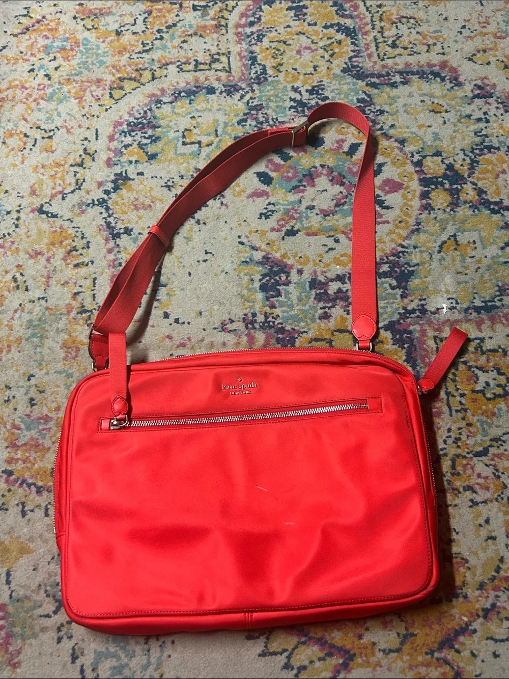 kate spade Red Nylon Crossbody Laptop Bag